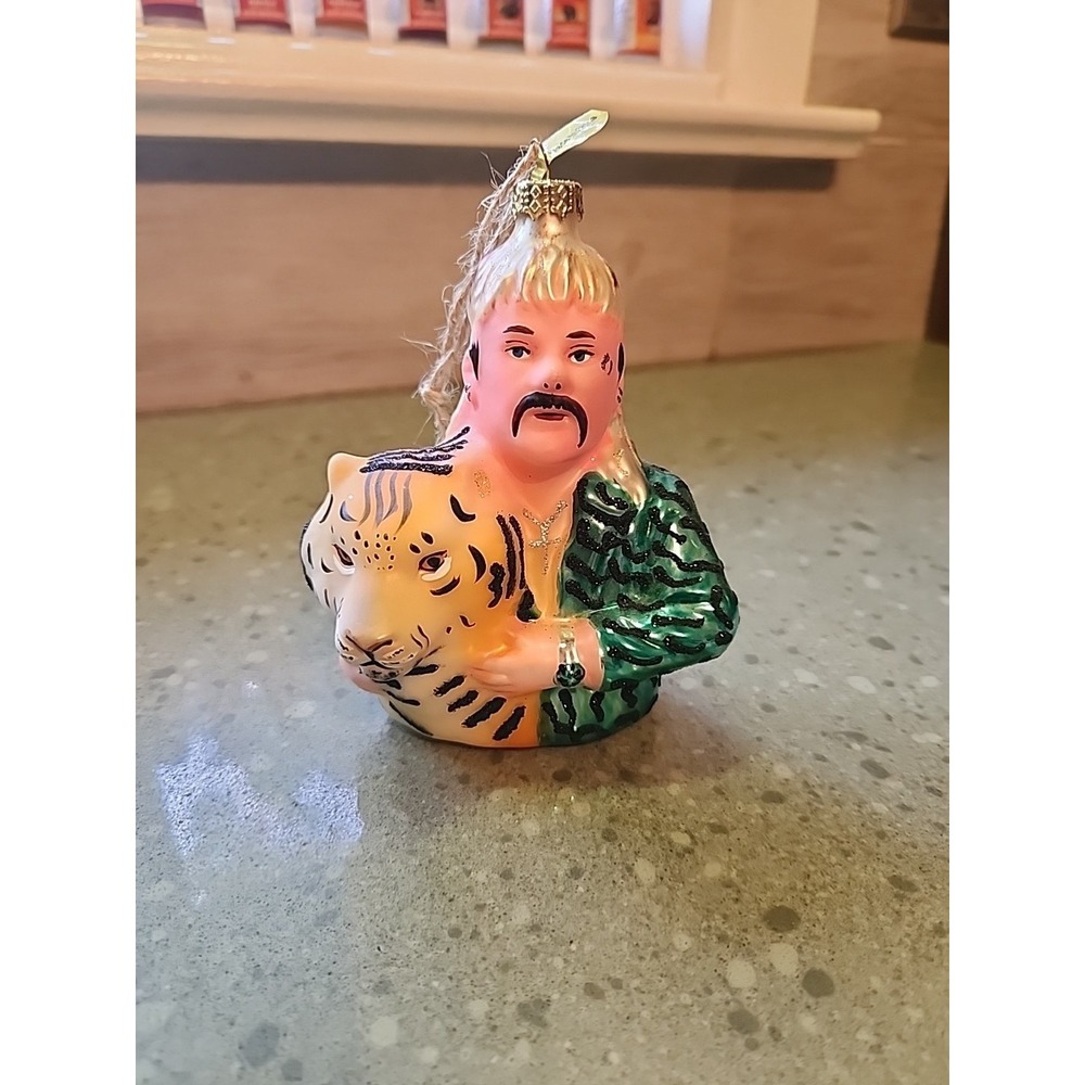 Joe Exotic Tiger King Glass Christmas Ornament